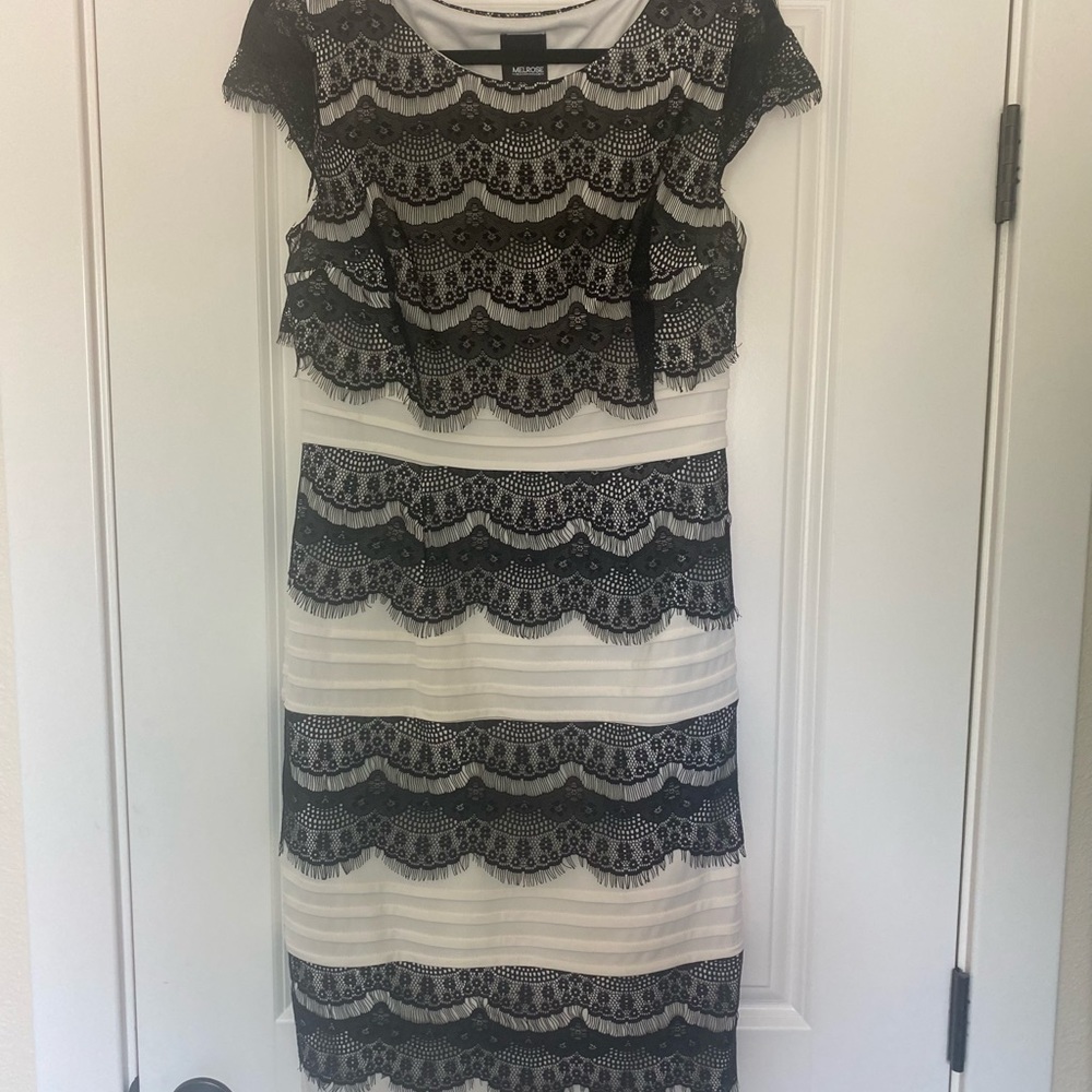 Melrose Black and White Lace Bodycon Dress